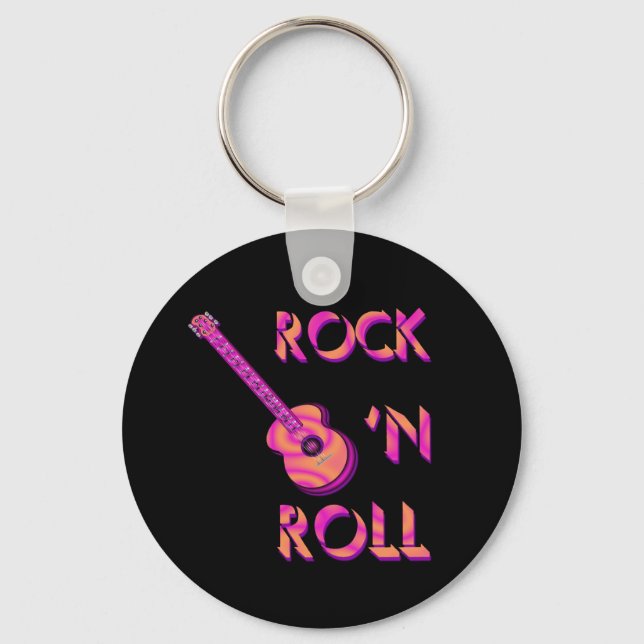 Rock 'n Roll Acoustic Guitar Keychain (Front)