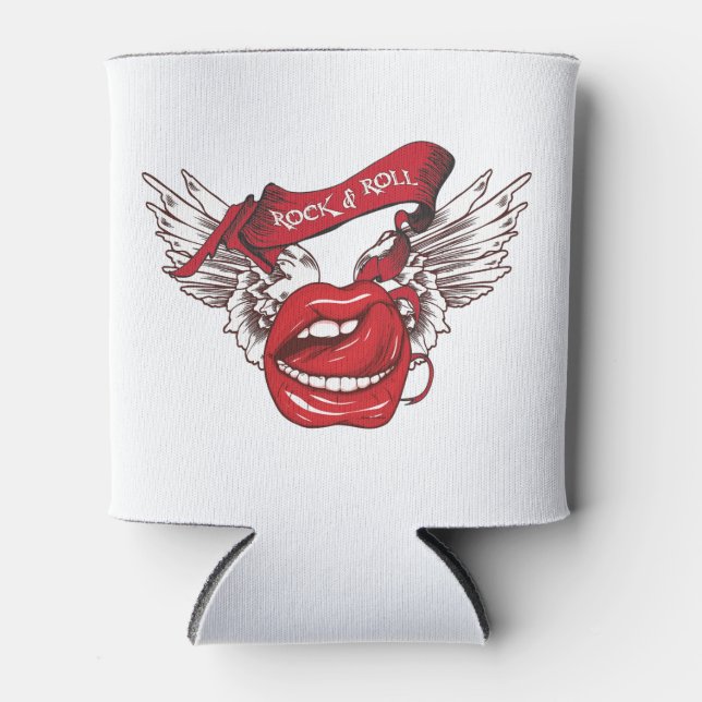 Rock n Roll Angel Lips Can Cooler (Front)