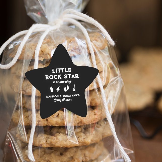 Rock N Roll Baby Shower Edgy Little Rock Star Sticker (Rock N Roll Baby Shower Edgy Little Rock Star Star Sticker)