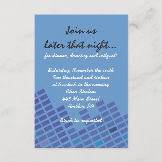 Rock n Roll Bar Bat Mitzvah Invitation Party Card (Front)