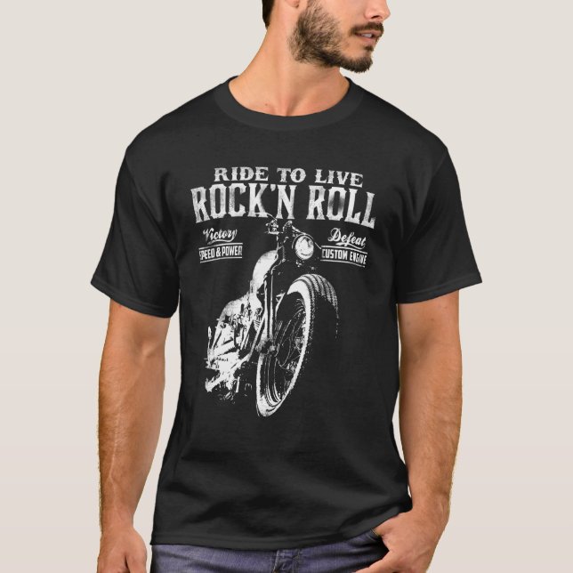 Rock 'n Roll Biker Motorcycle Motorcycle Rider T-Shirt (Front)