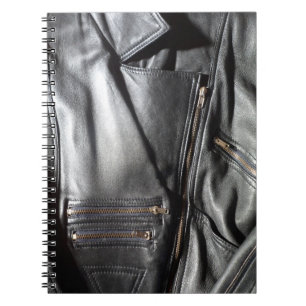 Rock n Roll Black Leather Jacket Photo Print Notebook