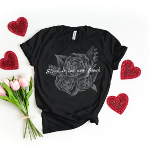 Rock n Roll Black Monochromatic Floral Baby T-Shirt