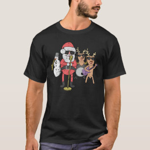 Rock N Roll Christmas Band Funny Christmas Music T-Shirt
