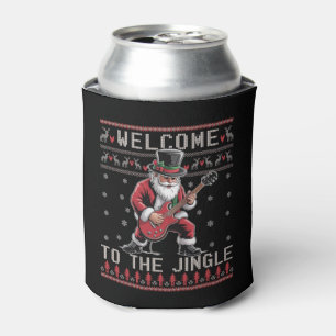 Rock n Roll Christmas Rocker Santa Ugly Christmas  Can Cooler
