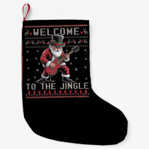 Rock n Roll Christmas Rocker Santa Ugly Christmas  Small Christmas Stocking
