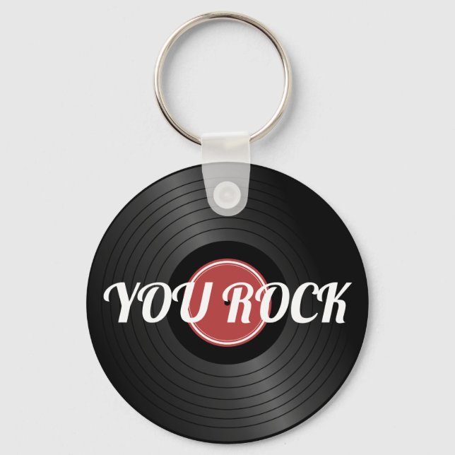 Rock N Roll Classic Vinyl Record Key Ring (Front)
