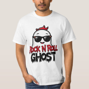 Rock N Roll Ghost T-Shirt, Fun Halloween Graphic T T-Shirt
