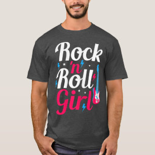 Rock N Roll Girl Retro 80s 90s Themed Party Guitar T-Shirt