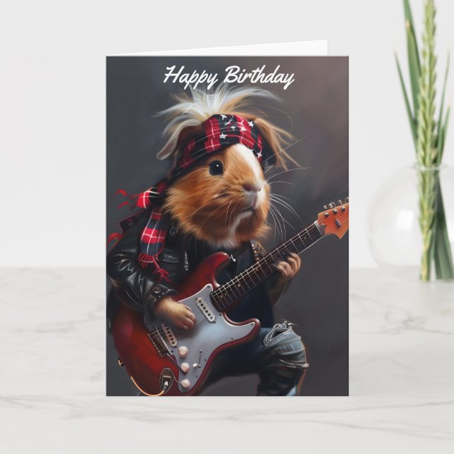 Rock n Roll Guinea Pig Birthday Card (Front)