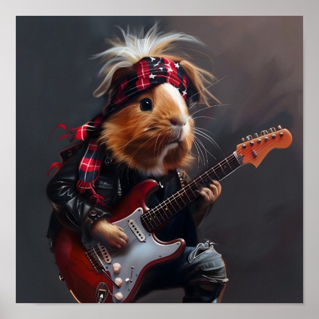 Rock n Roll Guinea Pig Poster (Front)