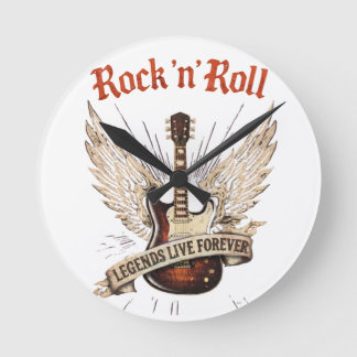 Rock n roll guitar legends live forever clock