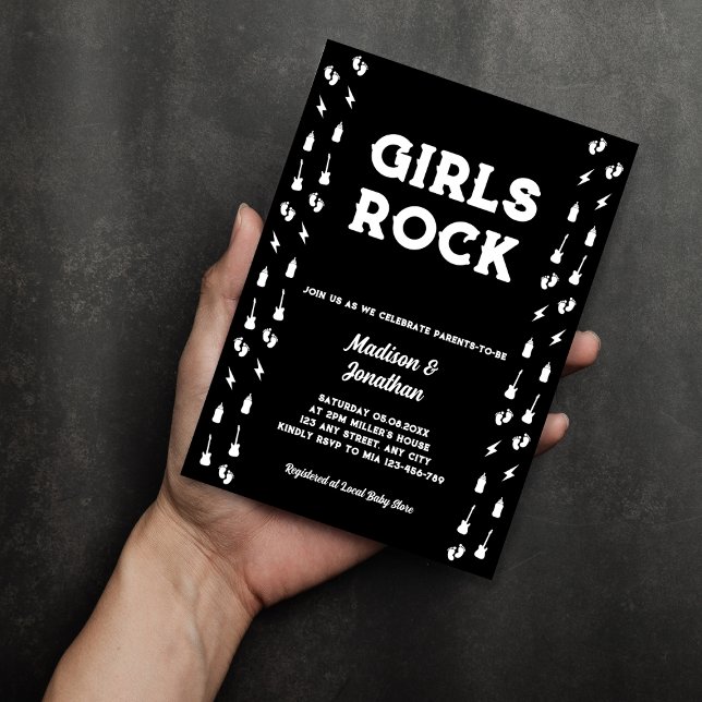 Rock N Roll Guitar Music Edgy Girl Baby Shower  Invitation (Rock N Roll Guitar Music Edgy Girl Baby Shower Invitation)