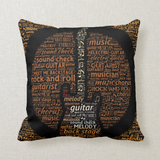 Rock n Roll Guitar Player Word Art Cushion