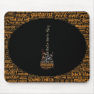 Rock n Roll Guitar Player Word Art Mouse Mat