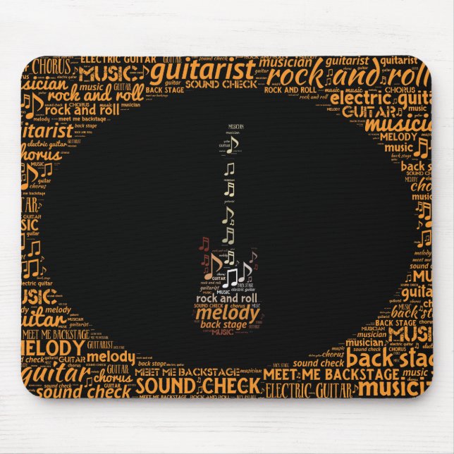 Rock n Roll Guitar Player Word Art Mouse Mat (Front)