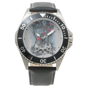 Rock n Roll Guitar Skulls Gothic Music Watch