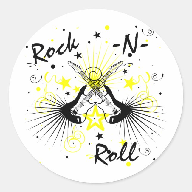 Rock n Roll Guitars Classic Round Sticker (Front)