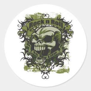 Rock n Roll is my Life Skull Classic Round Sticker