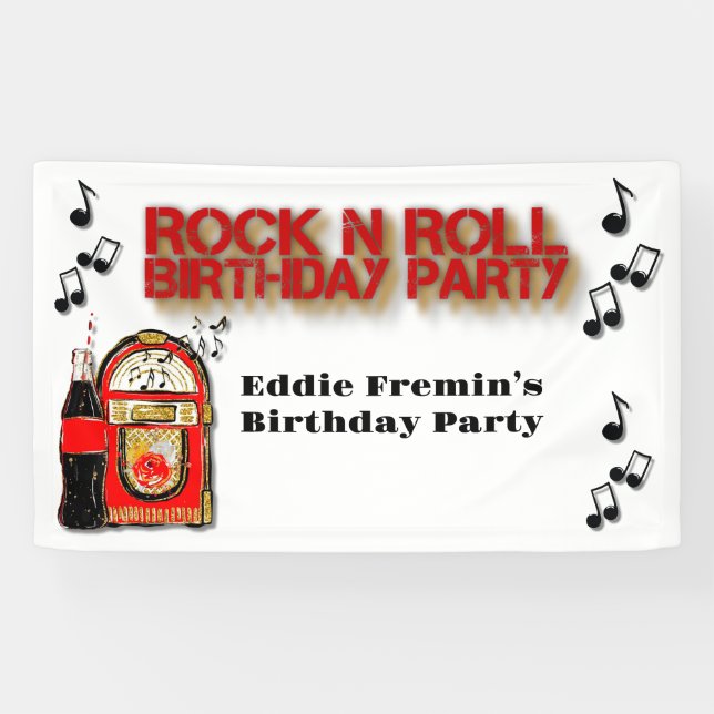 Rock n' Roll Jukebox Birthday Party  Banner (Horizontal)