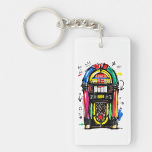 Rock N Roll Jukebox Colourful Retro Art Key Ring