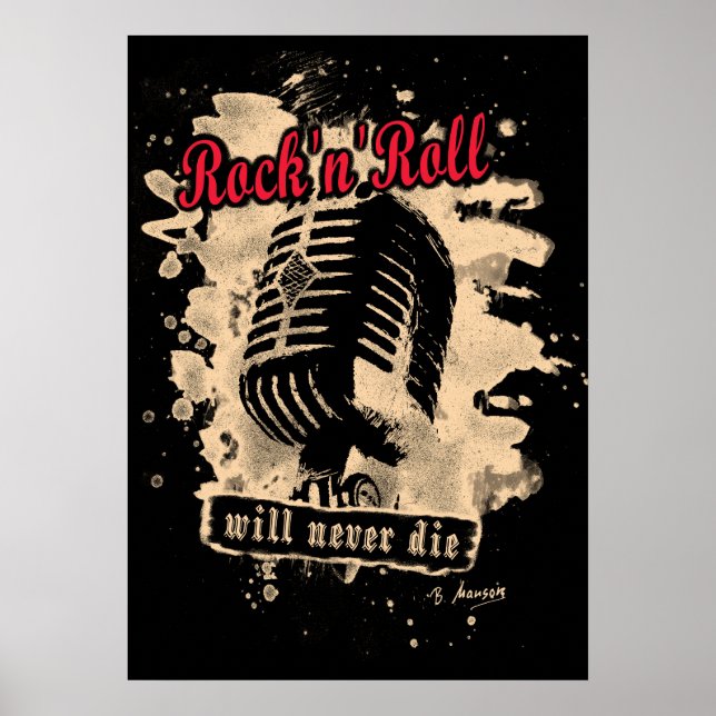 Rock-n-Roll Microphone - red Poster (Front)