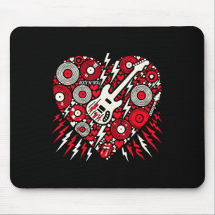 Rock N Roll Music Heart Valentine Rock Music Women Mouse Mat