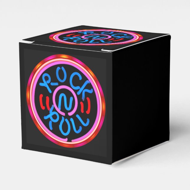 Rock n Roll Music Neon Sign Look Gift/Favour Box (Front Side)