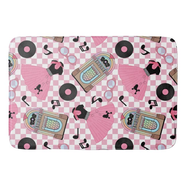 Rock n Roll Pattern Pink Bath Mat (Front)