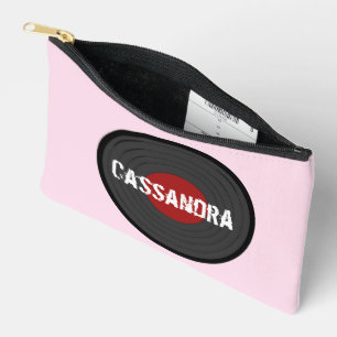 Rock N Roll Personalised Round Vinyl Record Accessory Pouch