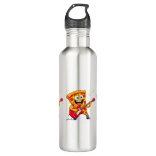 **Rock ’n’ Roll Pizza – Funny Guitar-Playing Slice 710 Ml Water Bottle