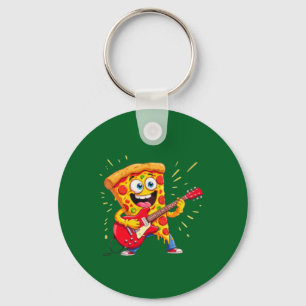 **Rock ’n’ Roll Pizza – Funny Guitar-Playing Slice Key Ring