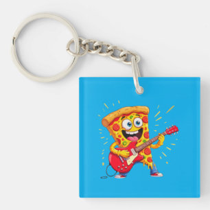 **Rock ’n’ Roll Pizza – Funny Guitar-Playing Slice Key Ring