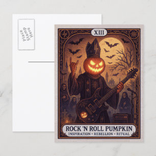 Rock 'N Roll Pumpkin Halloween Postcard