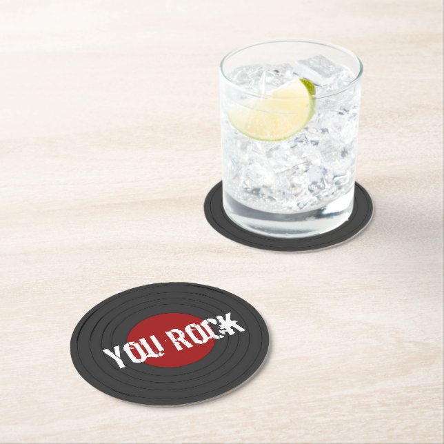 Rock N Roll Record Round Paper Coaster (Insitu)
