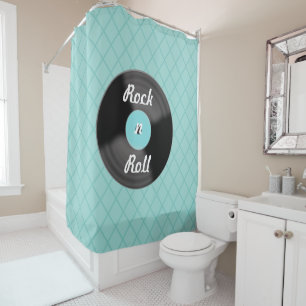 Rock n Roll Record Shower Curtain 