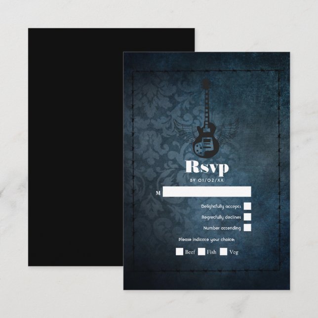 Rock n' Roll Retro Vintage Wedding RSVP Card (Front/Back)