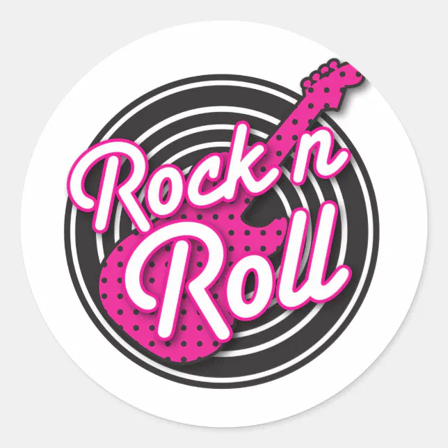 Rocking R Decal Rock N Roll rockabilly record design Classic Round Sticker | Zazzle
