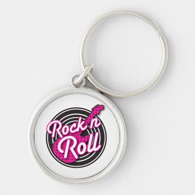 Rock N Roll rockabilly record design Key Ring (Front)