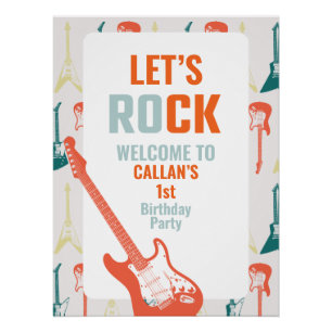 Rock n Roll Rockstar 1st Birthday Welcome  Poster