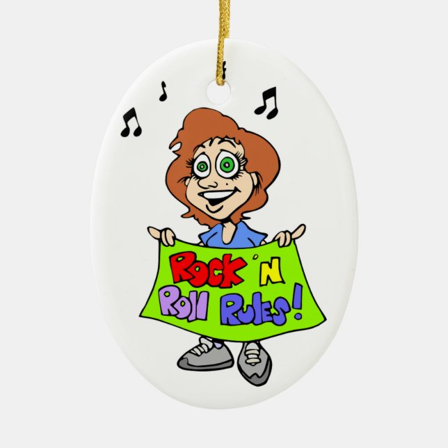 ROCK 'N ROLL RULES CERAMIC TREE DECORATION (Front)