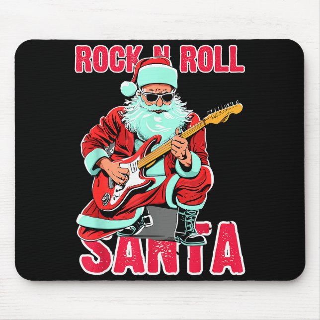 Rock N Roll Santa Playing Guitar Christmas  Mouse Mat (Front)
