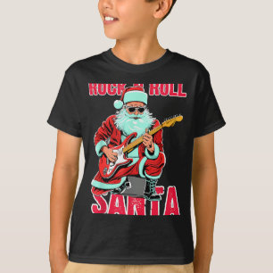 Rock N Roll Santa Playing Guitar Christmas  T-Shirt