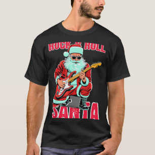 Rock N Roll Santa Playing Guitar Christmas T-Shirt