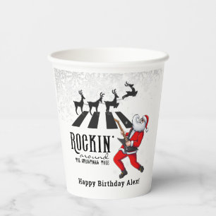 Rock N Roll Santa Rockin' Birthday Christmas Party Paper Cups