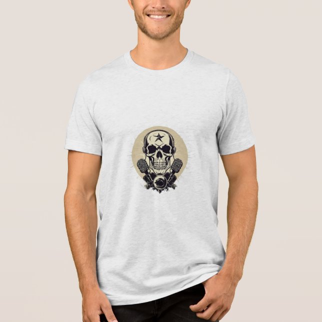 Rock 'n' Roll Skull and Mic Tri-Blend Shirt (Front)