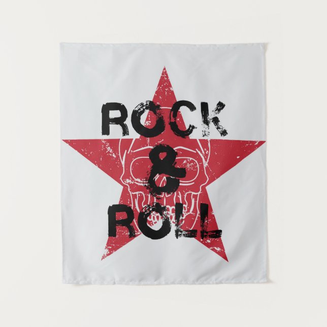 Rock n Roll Skull Art Tapestry (Front)