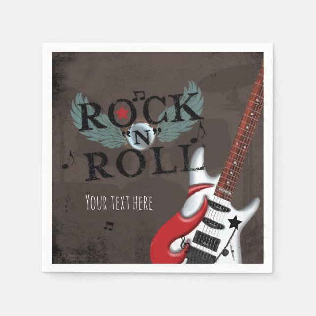 Rock N Roll Star Grunge Birthday Party Napkin (Front)
