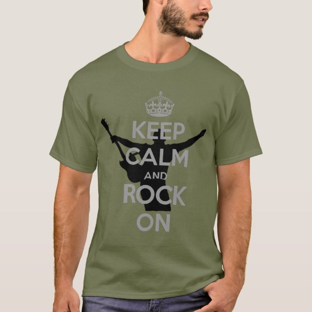 Rock n Roll Theme Keep Calm and Rock On T-Shirt (Front)