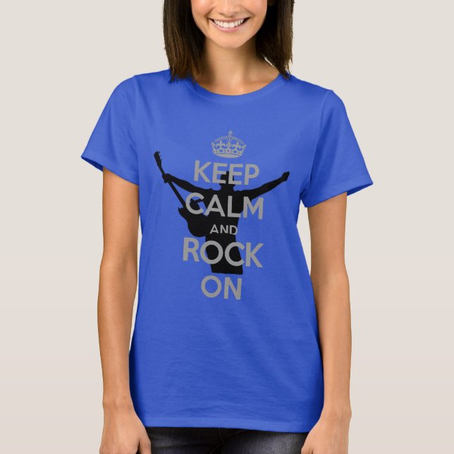 Rock n Roll Theme Keep Calm and Rock On T-Shirt (Front)